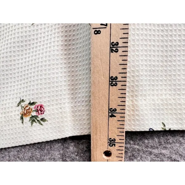 Vintage Boulevard De Paris Dress 14‎ White Linen Floral Texture Cottage Feminine - Image 9