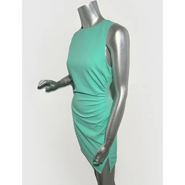 ELLIATT Small Mint Green Ruched Sleeveless Sheath Dress - Image 4