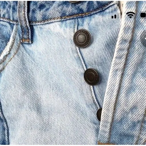 Stradivarius STR Two Toned Denim Jeans Raw Hem Women Sz 6 90s Inspired Straight - Image 11