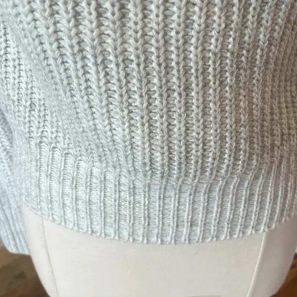 Oversized Cowl Drape Neck Light Gray Crochet Sweater Size XS - Image 4