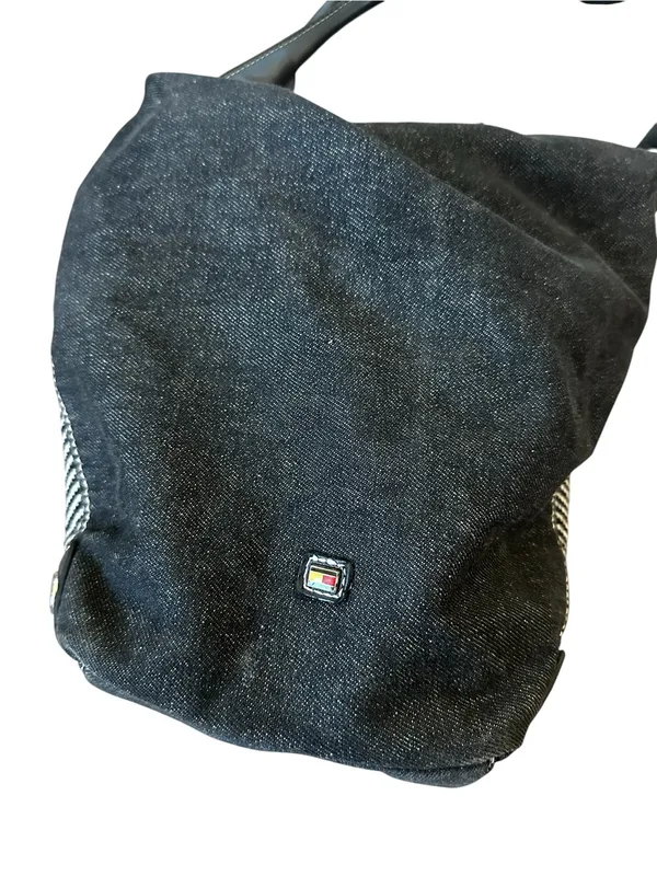 Vintage Tommy Hilfiger Black Denim Herringbone Shoulder Bag Y2K Preppy Boho - Image 7