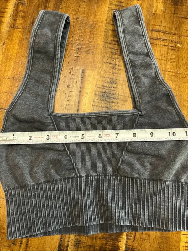 FP Movement Washed Black Good Karma Square Neck XS Washed Black Sports Bra NWOT - Image 5