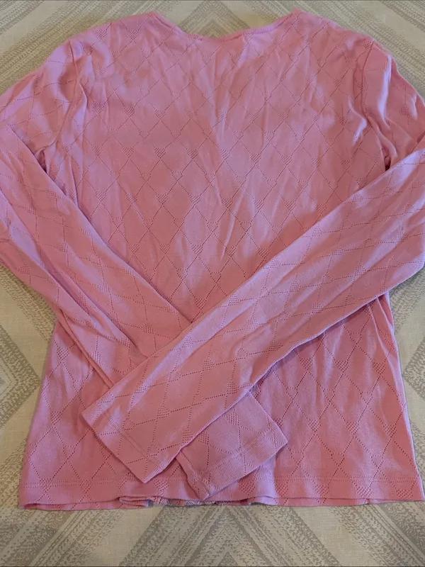 LoveShackFancy Natine Cardigan Pink Size Small Lace Trim Button Front - Image 7