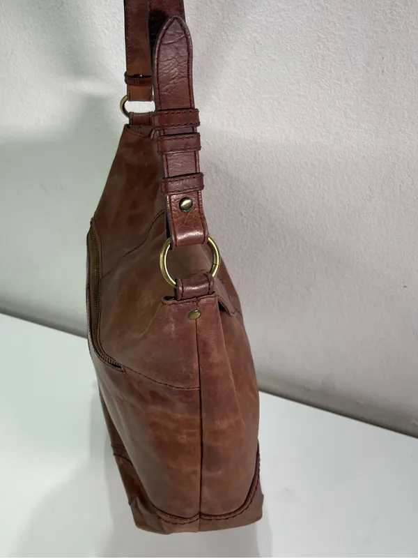Diba True Leather Shoulder Bag Boho Slouchy Hobo Brown Whimsigoth Hippie Fairy - Image 2