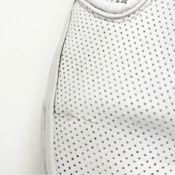 VANS White Perforated Leather Floral Custom Painted Slip On Shoes, Size 10 Boho - Image 4