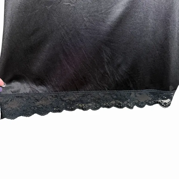 Y2K Women's Black Lace Satin Slip Dress XS-S Coquette Boudoir Nightgown Romantic - Image 7