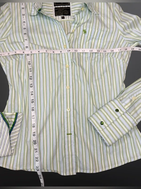 Vintage Ezra Fitch by Abercrombie & Fitch Y2K Button-Up 💚🩵 - Image 3