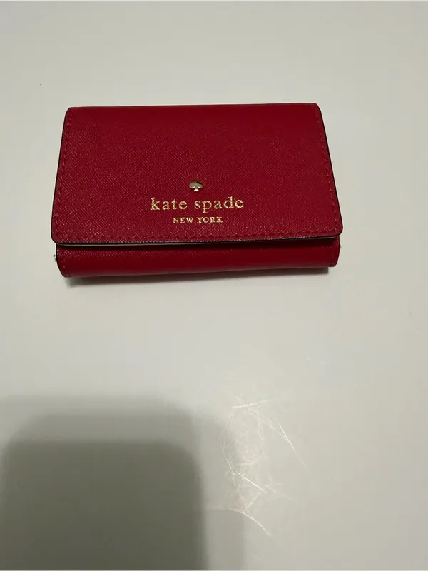 Kate spade snap flap card holder money wallet red cream - Image 2