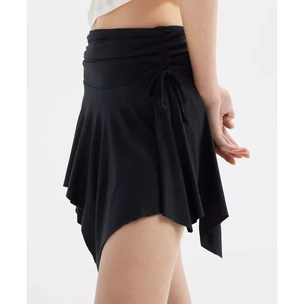 Urban Outfitters Skirt asymmetrical ruched mini womens Black (medium) whimsigoth - Image 5