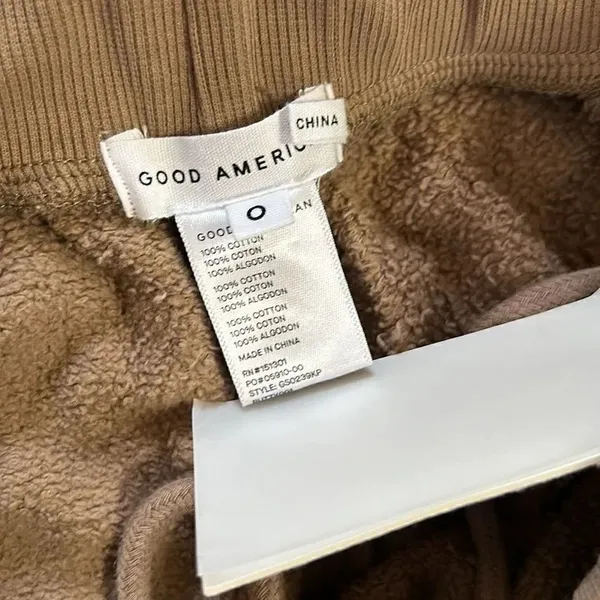 Good American Tan/Brown Cotton Sweatpants(Size 0/XS) - Image 7