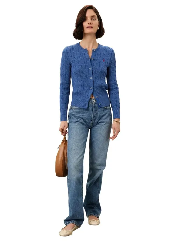 Polo Ralph Lauren Cable Knit Long Sleeve Cardigan in Charter Blue XSmall Womens - Image 13