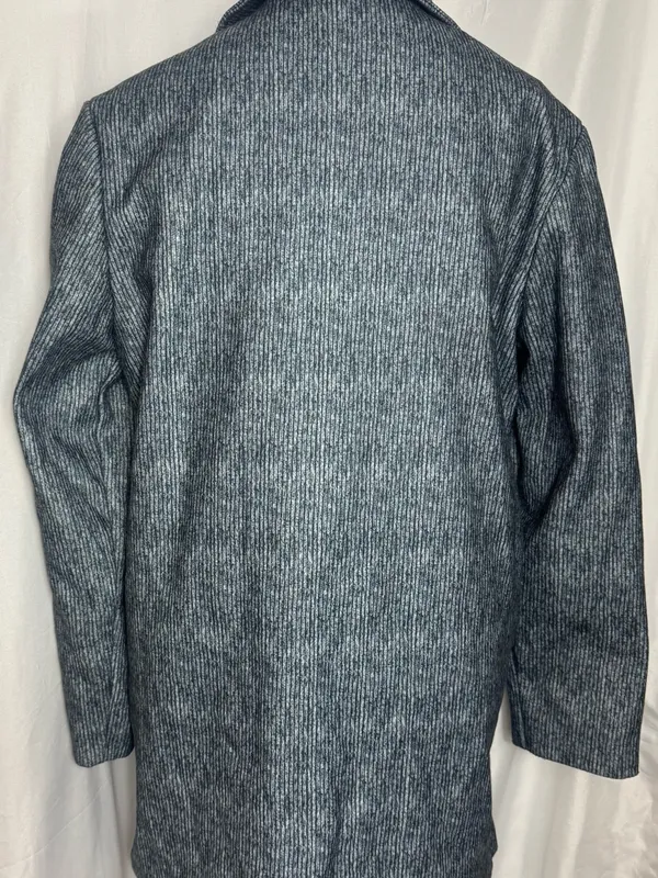 Fashion women’s peacoat business casual Grey Ribbed Button-Front Coat Medium - Image 5