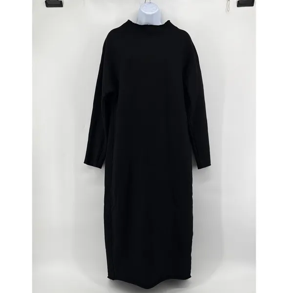 Frank & Eileen Black Isabelle Funnel Neck Triple Fleece Sweatshirt Midi Dress S‎ - Image 3