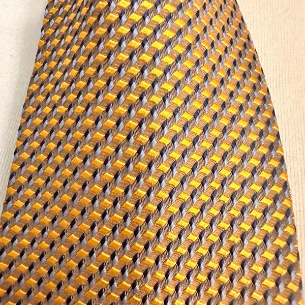 Ashton Rhodes Vintage Silk Tie Mens Gold Multicolor Geometric Necktie Office - Image 6