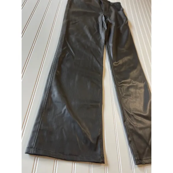 Zara Black Faux Leather Straight Leg Pants Womens Size 6‎ 5-Pocket Trousers - Image 4