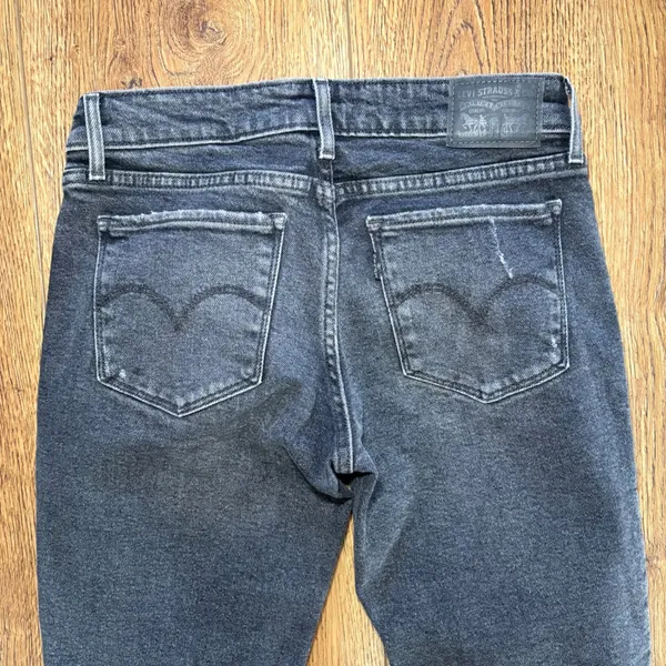 Levis 711 Skinny Jeans‎ Womens 26x28 Distressed Faded Black Denim Pants Grunge - Image 10