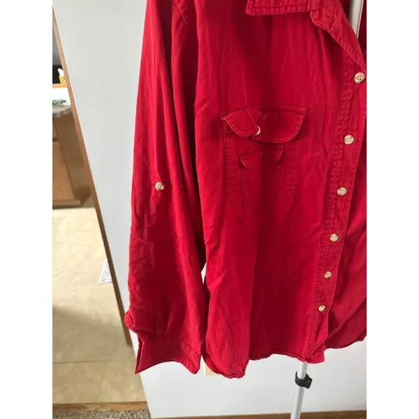 Carolina Blue Plus Women's Red "USA" Button down Blouse Size 24‎ - Image 3