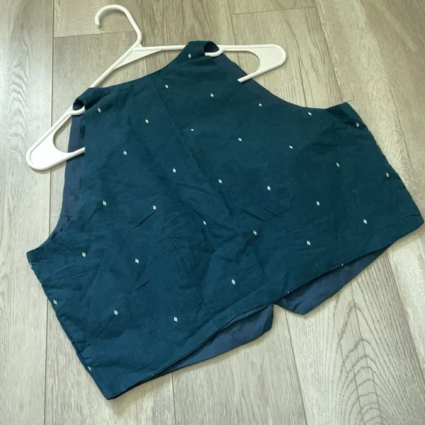 Sakhe Embroidered Vest button front crop womens Blue (xlarge) party ethnic work - Image 4