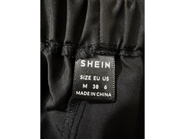 SHEIN Women's Black Wide-Leg Track Pants Relaxed Fit White Piping Pockets - Image 4