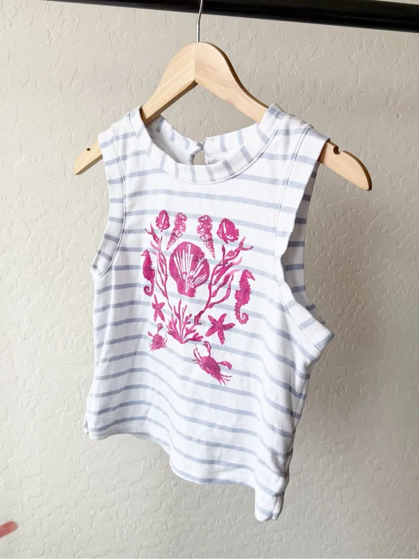 Anthropologie Maeve Striped Graphic Cropped Tank - Image 3
