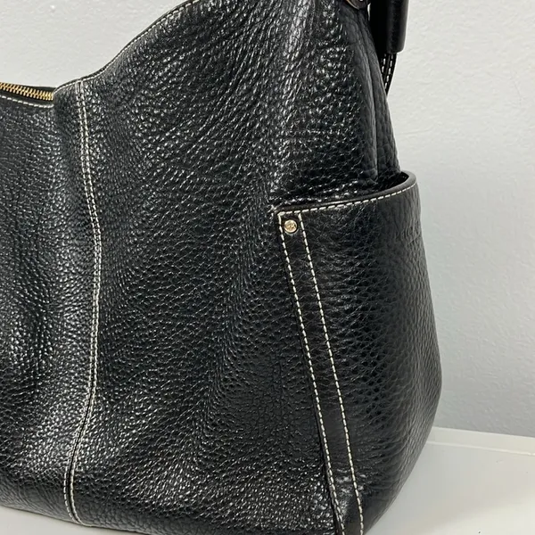 Kate Spade Black Pebbled Leather HandBag 2 Outside pockets, cloth interior - Image 3