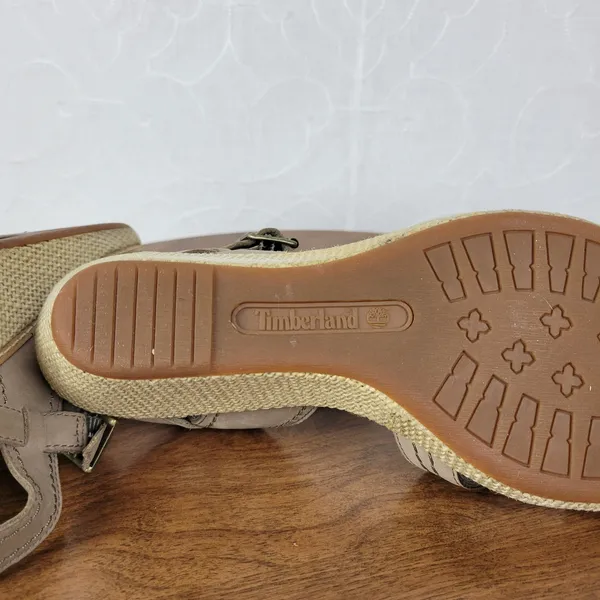 Timberland Earthkeepers Whittier Womens Sandals 9 Gray Jute Leather Wedge 8260R - Image 8