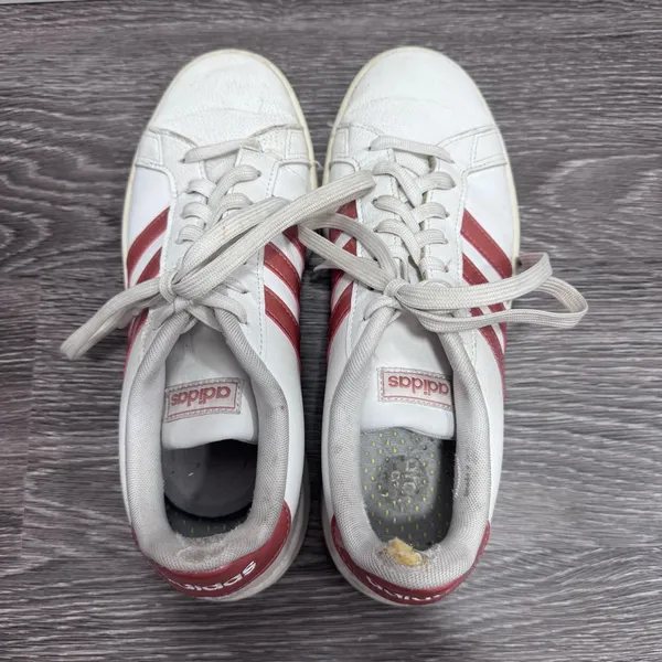Adidas White Sneakers w/Pink Stripes - Image 3