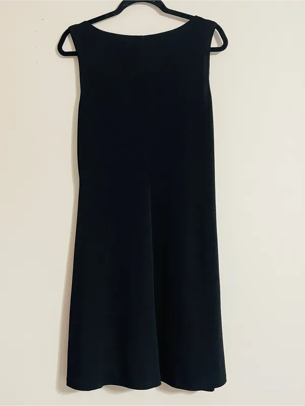 Vintage 90s Ronni Nicole Sleeveless Black Shift Dress Crochet Beaded Collar Sz 8 - Image 12