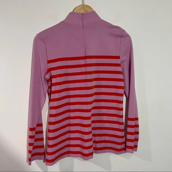 Talbots‎ Calder Striped Knot Mock Neck Long Sleeve Top Small Preppy Feminine - Image 7