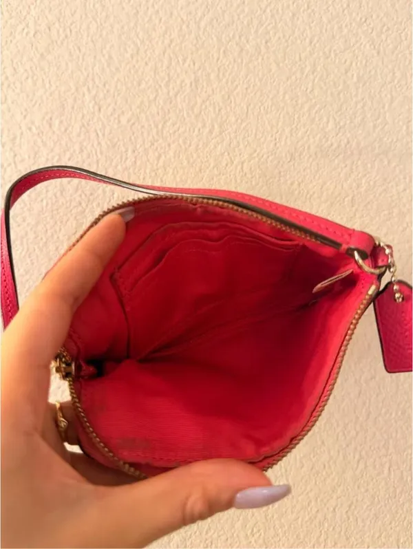 Hot Pink Leather Coach Wristlet - Image 3