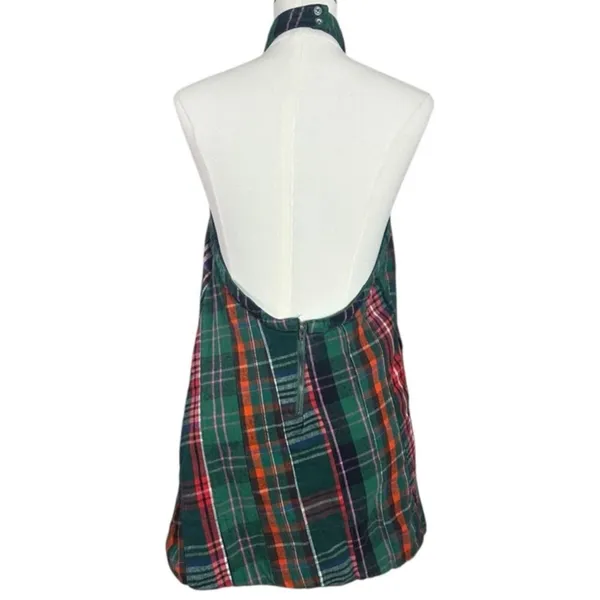 Free People Retro Plaid Cityscape Mini Dress Size Medium Grunge Punk Preppy - Image 10