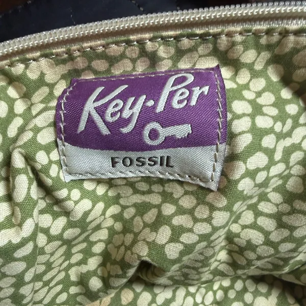 Fossil Key Per Crossbody Bag Small Black Quilted Nylon Leather Trim Satchel VTG - Image 13
