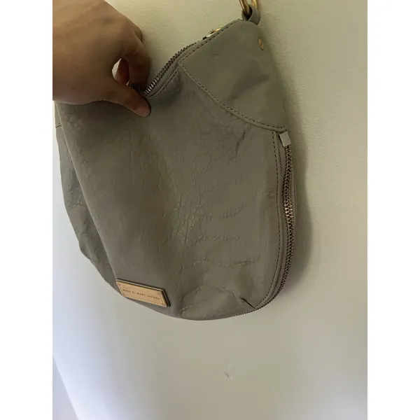 Marc Jacobs Expandable"Washed Up" Messenger Hobo Crossbody Bag Grey Leather - Image 8