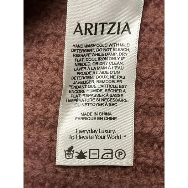Wilfred Free Aritzia Cable Knit Crew Neck Wool Long Sleeve Sweater Mauve EUC - Image 12