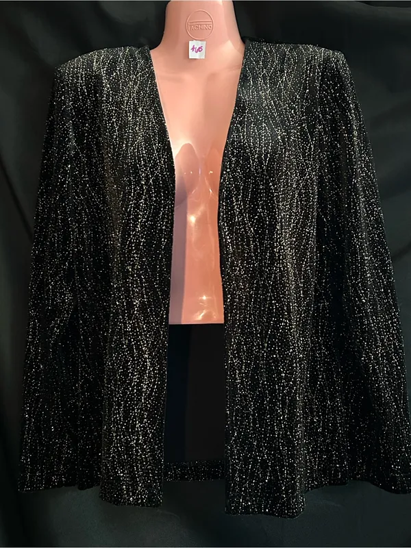 Ronni Nicole Vintage Women’s Sparkle Open-Front Gold & Black Jacket SM - Image 5