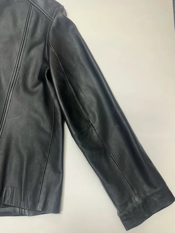 MLC Black Leather Zipper Jacket with Pockets and Acetate Lining | Size XL - Image 6