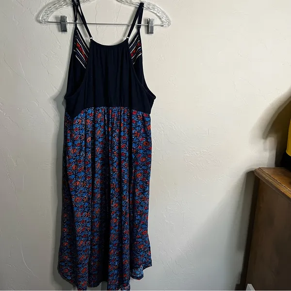 Lucky Brand Bohemian Floral Embroidered Aztec‎ Strappy MIDI Dress - Image 9