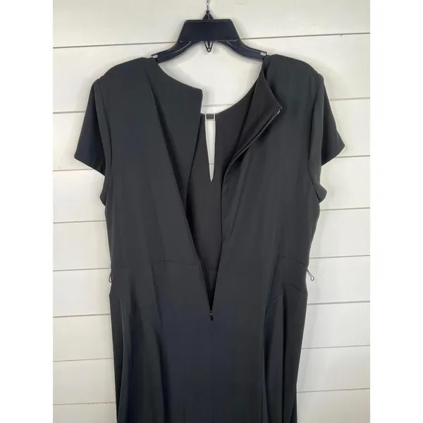 Lauren Ralph Lauren Black Short Sleeve Metal Plaque Keyhole Crew Neck Dress 16 - Image 6