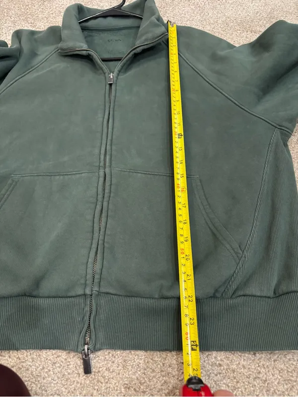 Vuori Restore Double Zip Sweatshirt Jacket in Agate Green Large Organic Cotton - Image 5