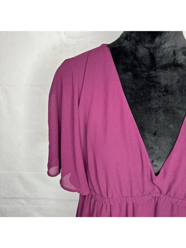 Show Me Your Mumu Emily Empire Merlot Purple Maroon Chiffon Maxi Dress Sz XL - Image 4