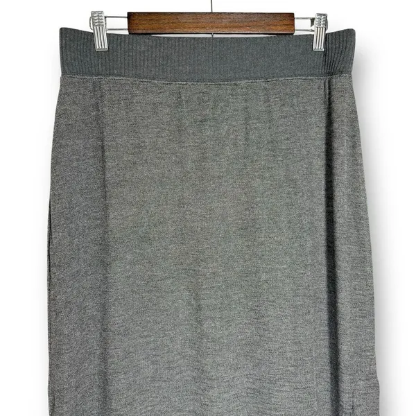 Elie‎ Tahari Maxi Skirt Large Gray Knit Sweater Pull On Elastic Waist Stretch - Image 3