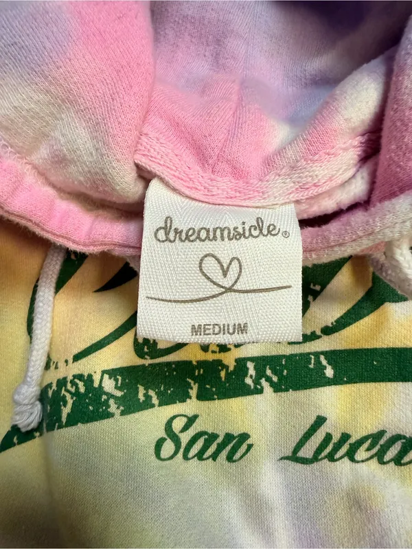 Dreamsicle tie dye pullover hoodie, cotton, rainbow color, Cabo St. Lucas size M - Image 2