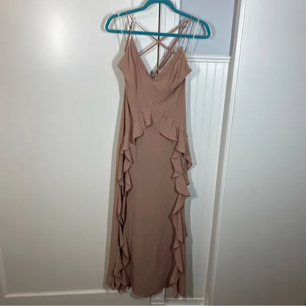 The Jetset Diaries Light My Fire‎ Pink Riffled Maxi Dress XS coquette romantic - Image 3