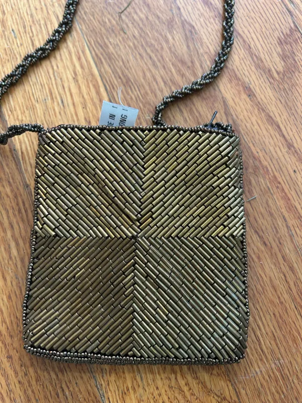 MCM Gold Beaded Mini Crossbody Bag - Made in Hong Kong - Image 2