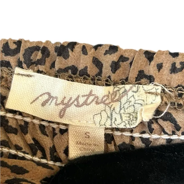 Mystree Women’s Leopard Midi Brown Black Dress Smocked‎ Top Size Small - Image 5