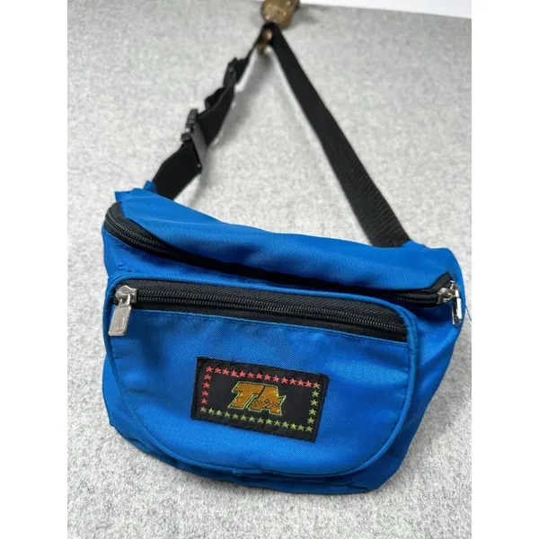 Vintage TA‎ Blue Fanny Pack 90s Retro Multiple Pockets Adjustable Retro Waist - Image 8