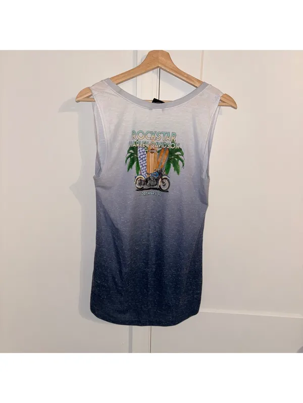 Harley-Davidson Woman’s XL Fort Myers Palm Tree Summer blue ombre tank top - Image 6