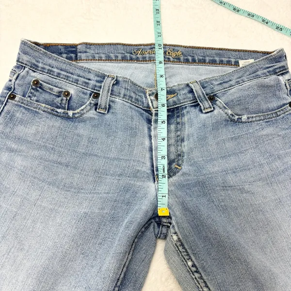 American Eagle Outfitters Y2K Stretch‎ Skinny Flare Light Blue Jeans Size 4 - Image 5