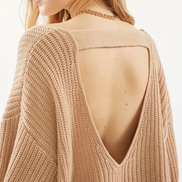 Urban Outfitters Avery Double V-Neck Sweater Tan Size S - Image 2