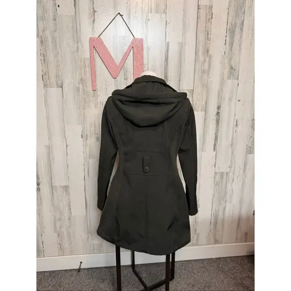 GUESS Women’s Black Hooded Zip-Up Jacket Coat Size M - Image 5